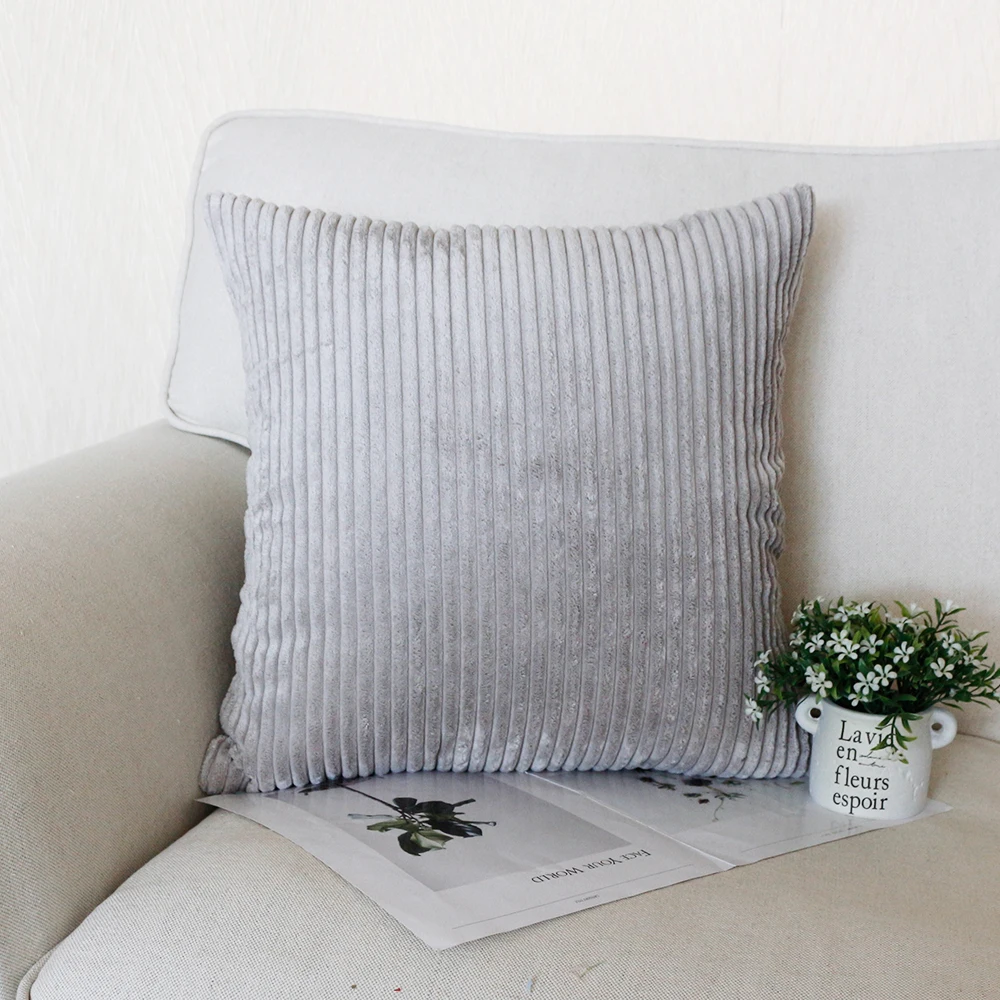 Gestreifter Cordstoff, einfarbig, Kissenbezug, 45/50/60 cm, Sofa-Bett-Dekoration, klassischer einfacher Kissenbezug NPCJC-C – Detail 13