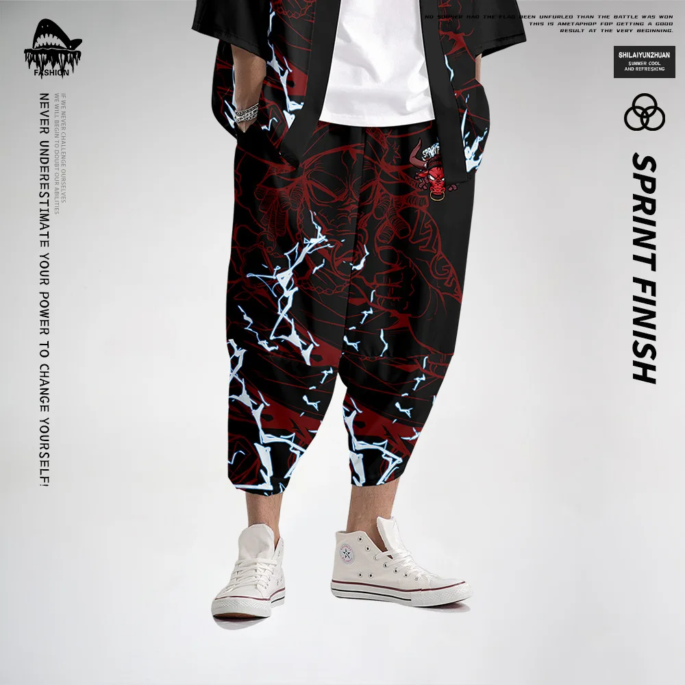 New Hip Hop Jogger Men Black Print Harem Overalls Sports Pants Streetwear Men's Casual Pants Large Size 6XL