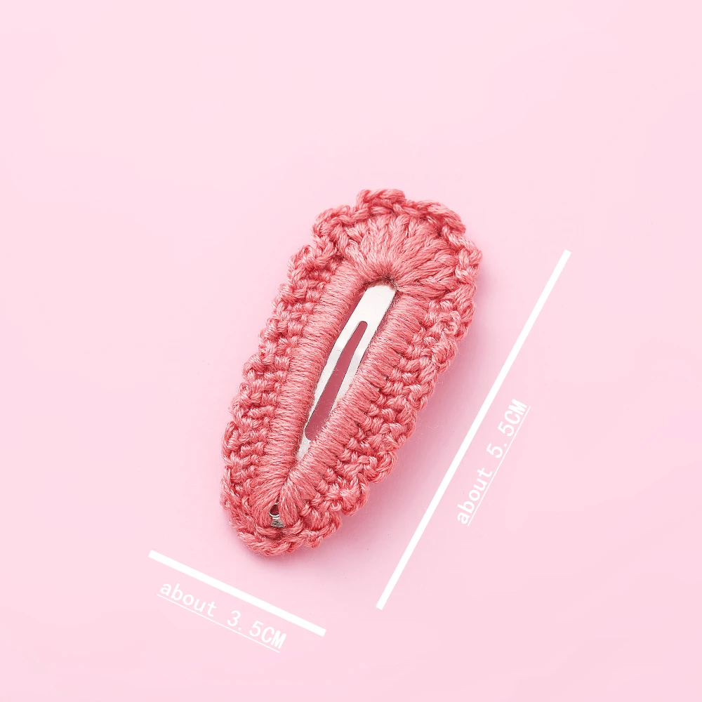 Colorful Wool Barrettes For Baby Girl Hair Clips Lace Trimming Hairpins Candy Colors Headwear Knitted Hair Accessories For Kids