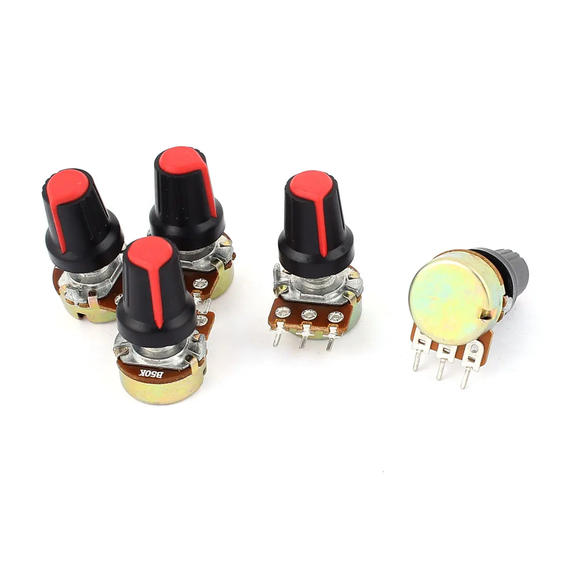 Uxcell 5pcs 50K OHM 3 Terminal เชิงเส้นเรียวหมุนปริมาณ B ประเภท Potentiometer หม้อ B50K