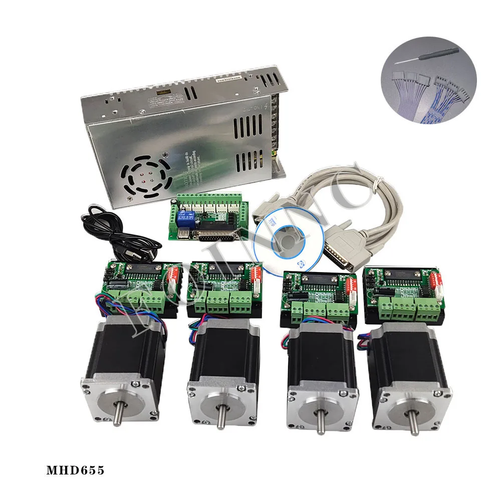 Kit router di controllo numerico computerizzato, 4 assi, scheda di interfaccia driver motore passo-passo TB6560 4 motori oz-in Nema23 270 p