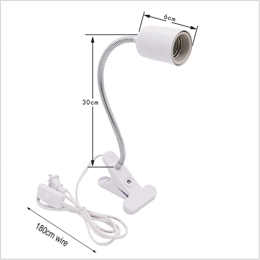 Nero bianco Plug-in Clip rettile lampada termica regolabile collo d\'oca acquario serbatoio lampade riscaldanti per tartaruga lucertola serpente