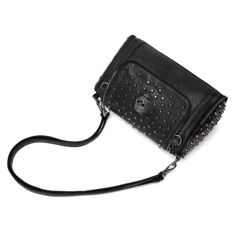 Annmouler nowy projekt kobiety torba na ramię Pu skóra Crossbody torba na suwak torebka Punk czaszka torba materiałowa top-uchwyt torebki