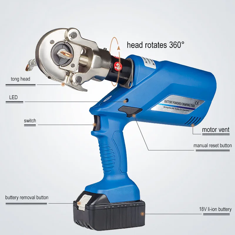 Crimping& Cutting Two In One Battery Hydraulic Cable Scissor and Crimping Tools Lugs 16-300mm2 and Dia 40mm Cable Cutter