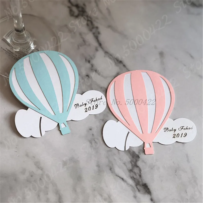 60pcs Balloon Wine Glass Place Name Cards Baby Shower Party Invite Hot air balloon Wedding Event Customizabl Decoration Supplies