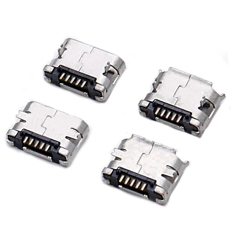 50/100pcs micro USB Female 5pin DIP Type B SMT USB Connectors Flat Port Jack Tail Sockect Plug Terminals For Samsung Huawei