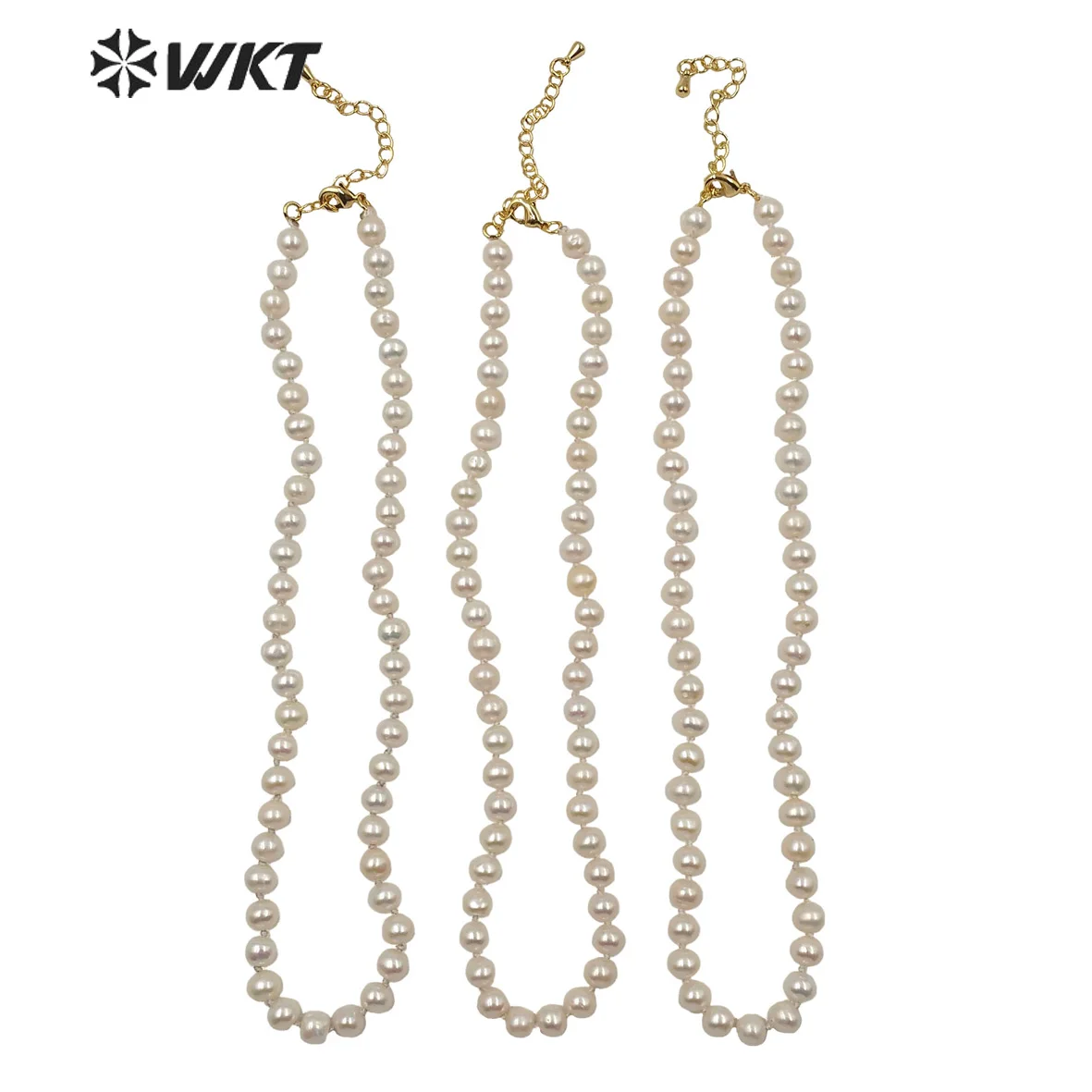 WT-JN112 Amazing Fashion 6mm Irregular Pearl Necklace 14 Inch Long Freshwaterpearl Knotted Choker ACC Women Decorated