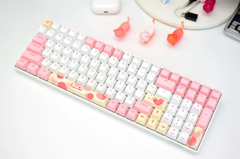 Dareu A100 “Love”  keyboard Wireless bluetooth wired 3 modes RGB Backlight office game mechanical keyboard Valentine's day gift