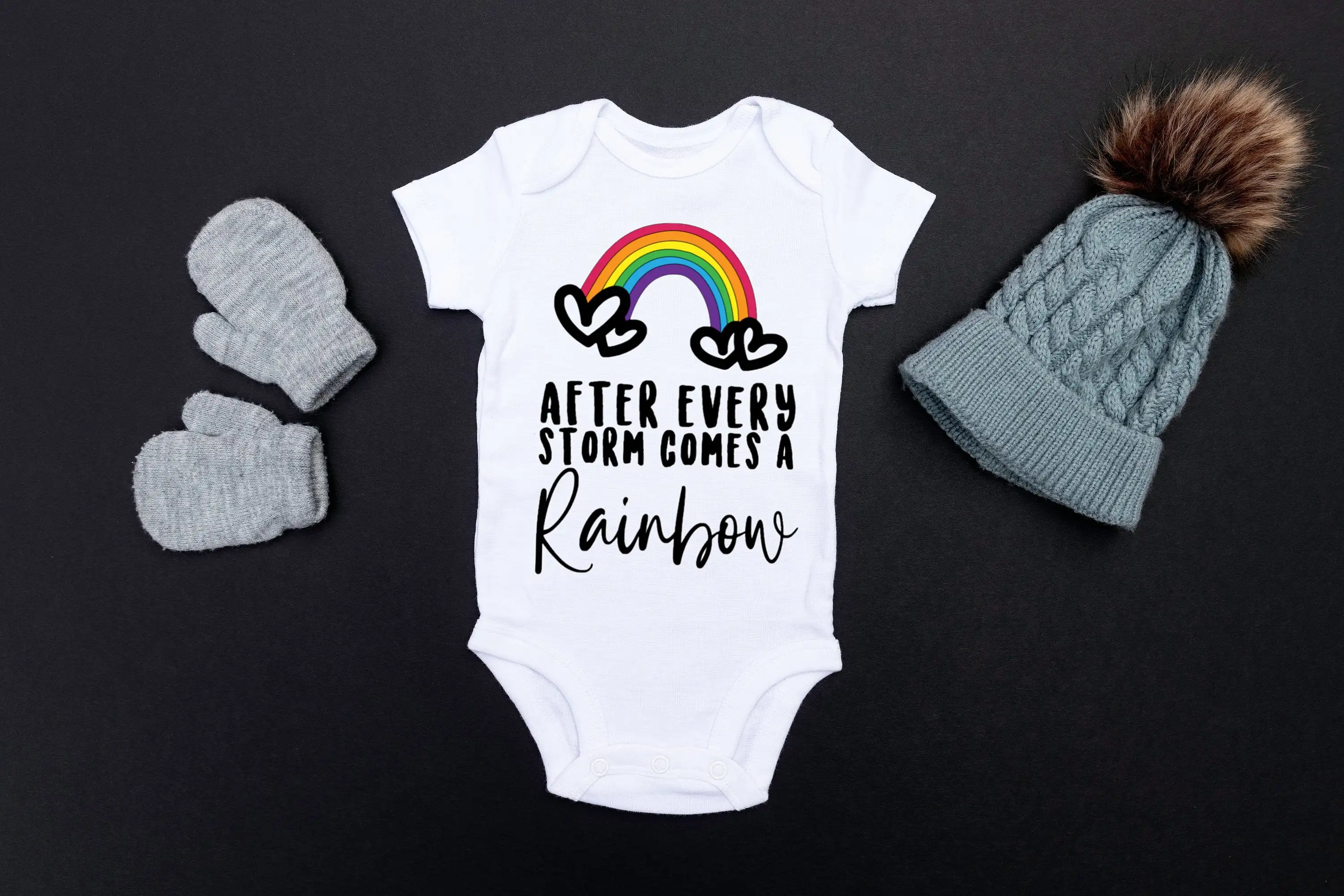 After Every Storm Comes A Rainbow Baby  Baby Rainbow Bodysuits Pregnancy Announcement  Babyshower Gift Fashion