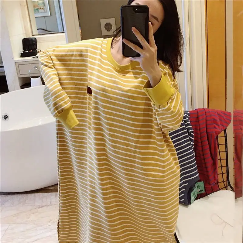 Plus Size 3XL 4XL 5XL Nightdress Women Sleepwear Spring Autumn Long Sleeve Long Nightgown Intimate Lingerie Casual Home Dress