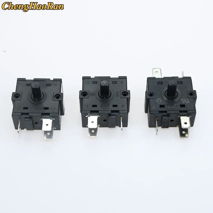 ChengHaoRan 5pcs series heating rotary selection switch circulating gear 3pin 5pin 6pin 3/4/7 gear Position 15A250V 26A125V