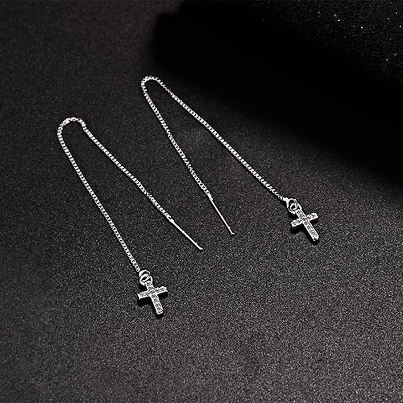 1 Stück Männer Frauen Punk Gothic Kreuz Übertrieben Klassische Metall Christian Kette Tropfen Baumeln Ohrringe Straße Hip Hop Schmuck Kpop – Detail 18