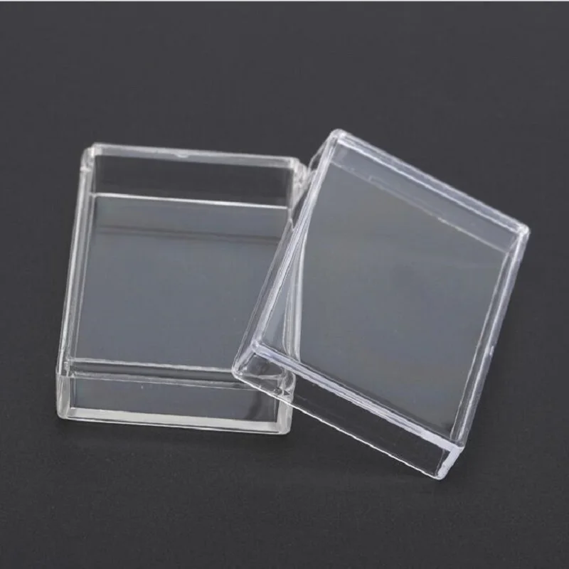 10 Pcs Home Organizer Square Acrylic Box With Cover Packing Box Crystal Clay Transparent Plastic Pen Storage Box Food