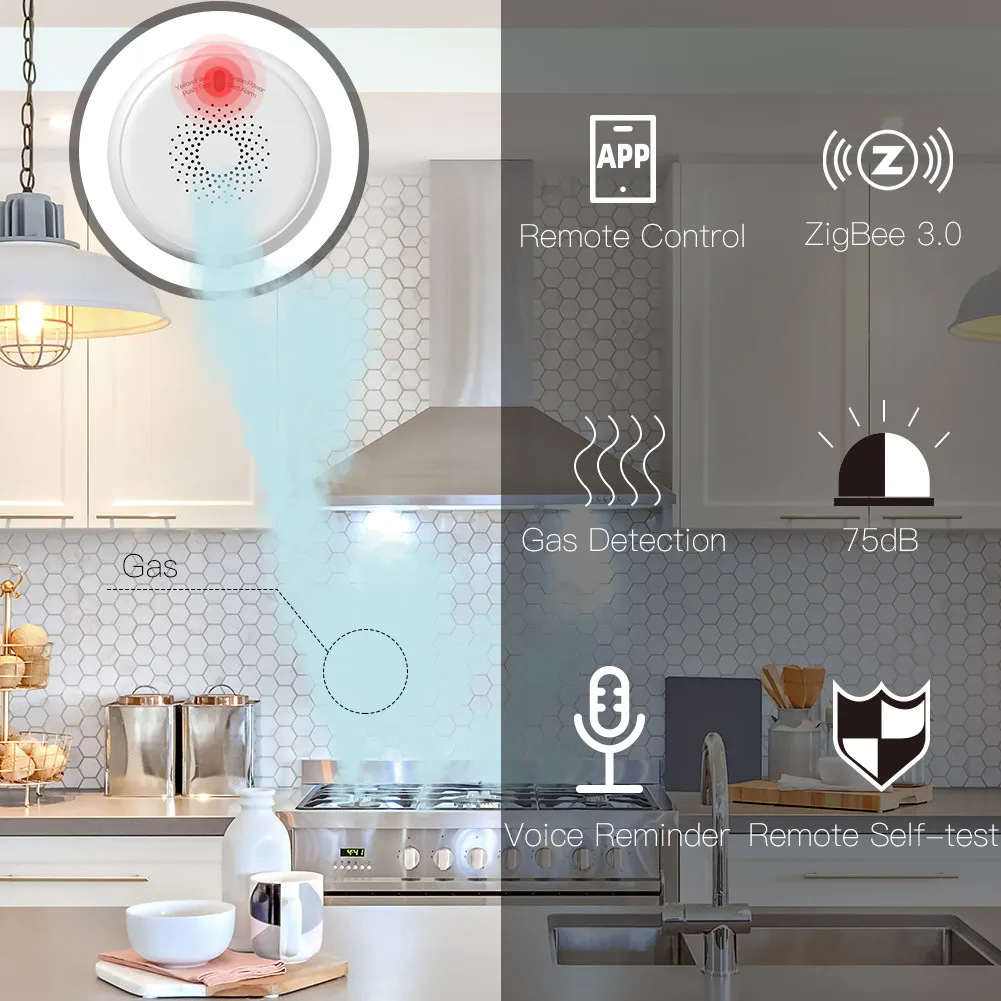 Getway требуется работа с приложением Tuya Smart Life, детектор утечки газа ZigBee, датчик сигнализации для горючего газа, домашняя система сигнализации