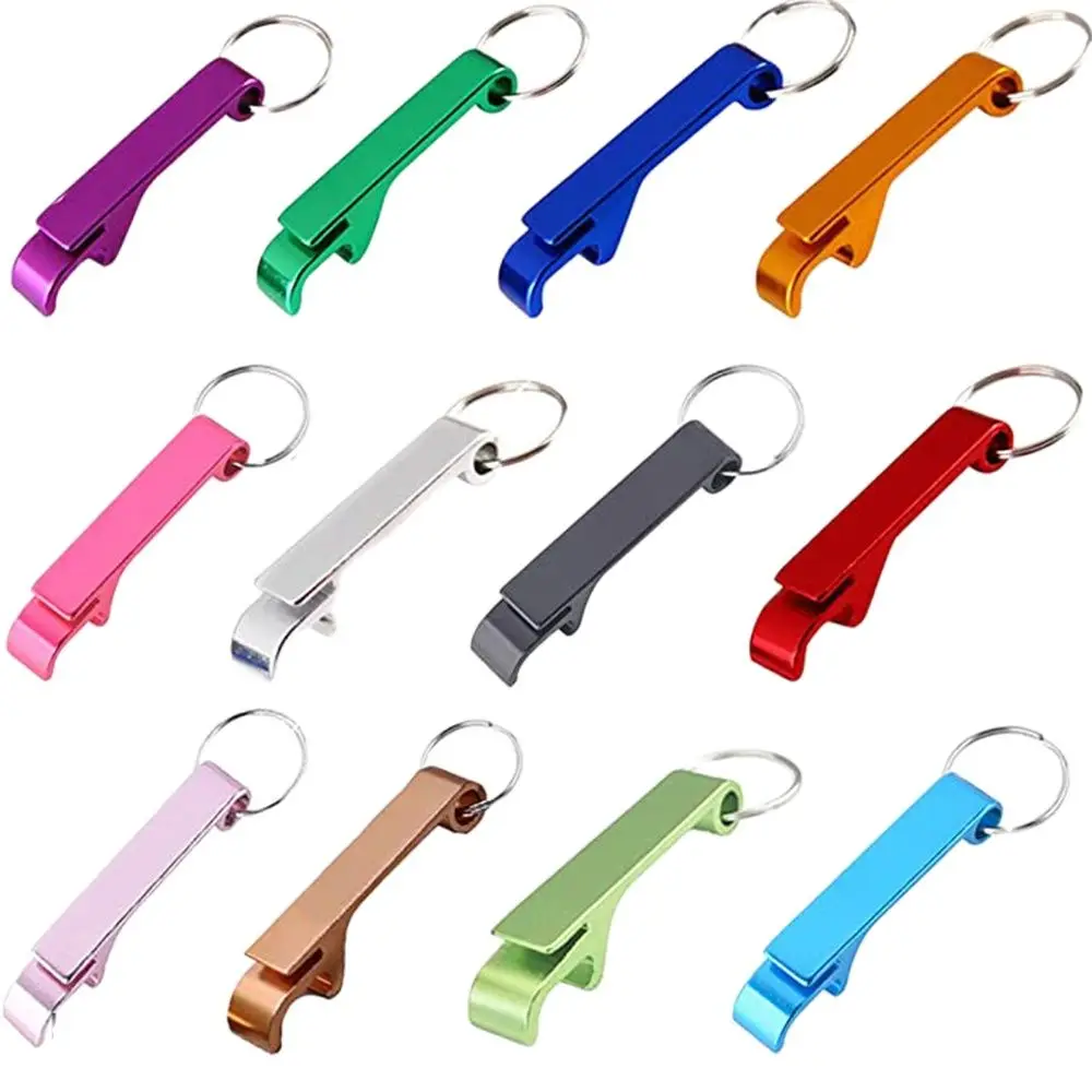 50pcs Aluminum Alloy Multicolor Beverage Beer Bottle Opener Wedding Favors Party For Guests Promotion Gifts Customized Keychains