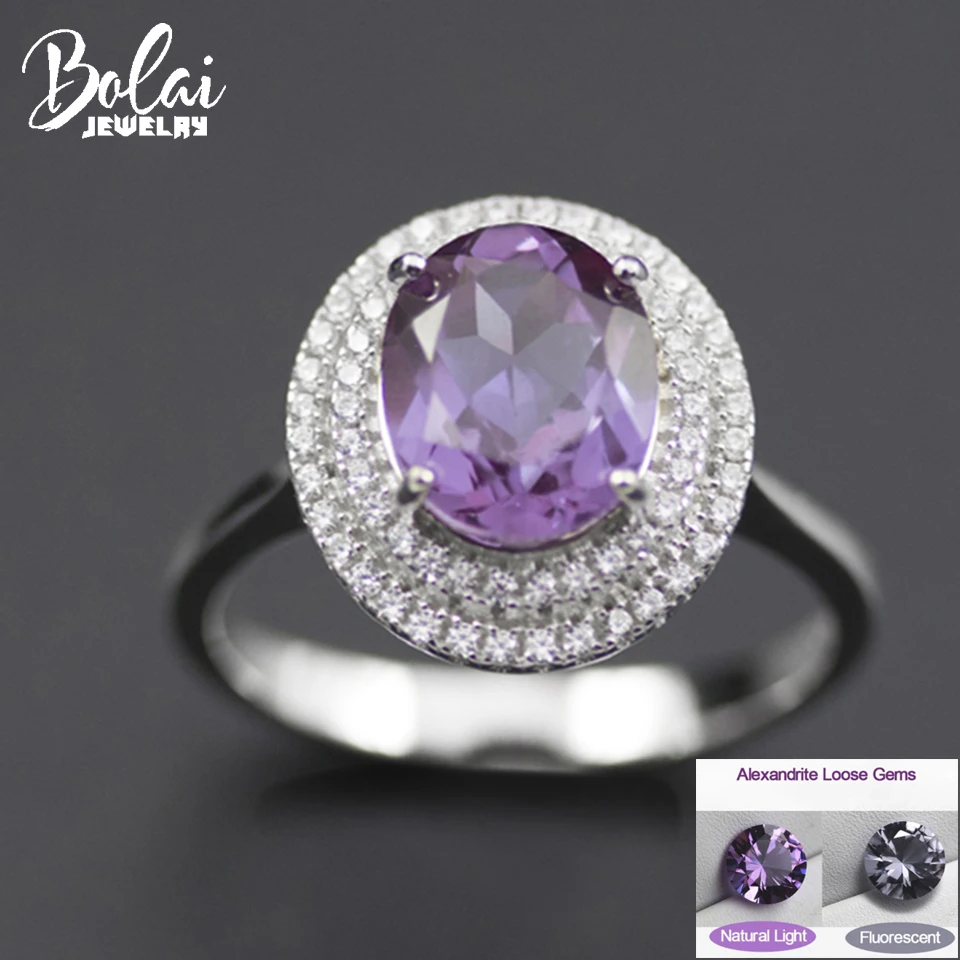 

Color Change Alexandrite Ring 925 Sterling Silver Oval Created Gemstone Fine Jewelry for Women Ladies Wedding Rings Christmas