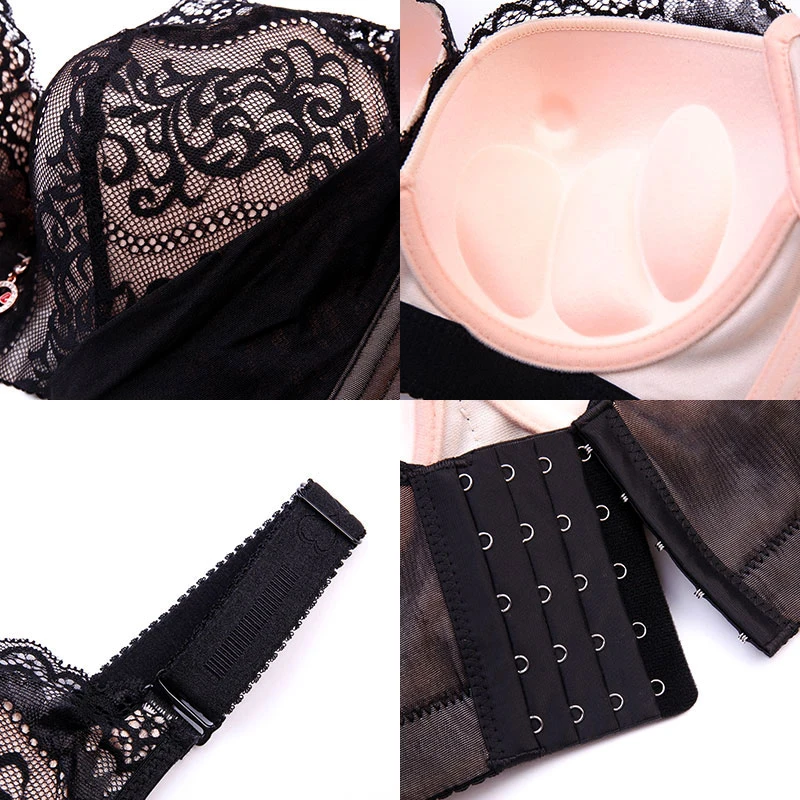 Ladies Sexy Lace Bra Embroidered XL Bra Full Cover Cup Underwire Bra C D E Cup