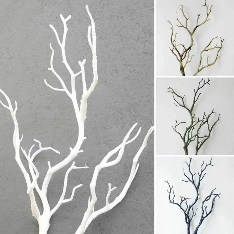 1pc 35cm Peacock Coral Branches Artificial Fake Foliage Plant Tree Wedding Decoration Plastic Dried Plants