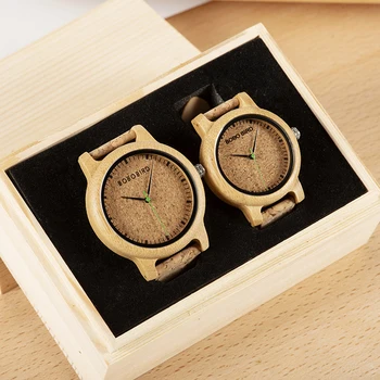 BOBO VOGEL Einfache Design Paar Uhr Holz Armbanduhr Männer Frauen Angepasst Text auf Box Liebhaber Geschenk Jahrestag Weihnachten Geschenke