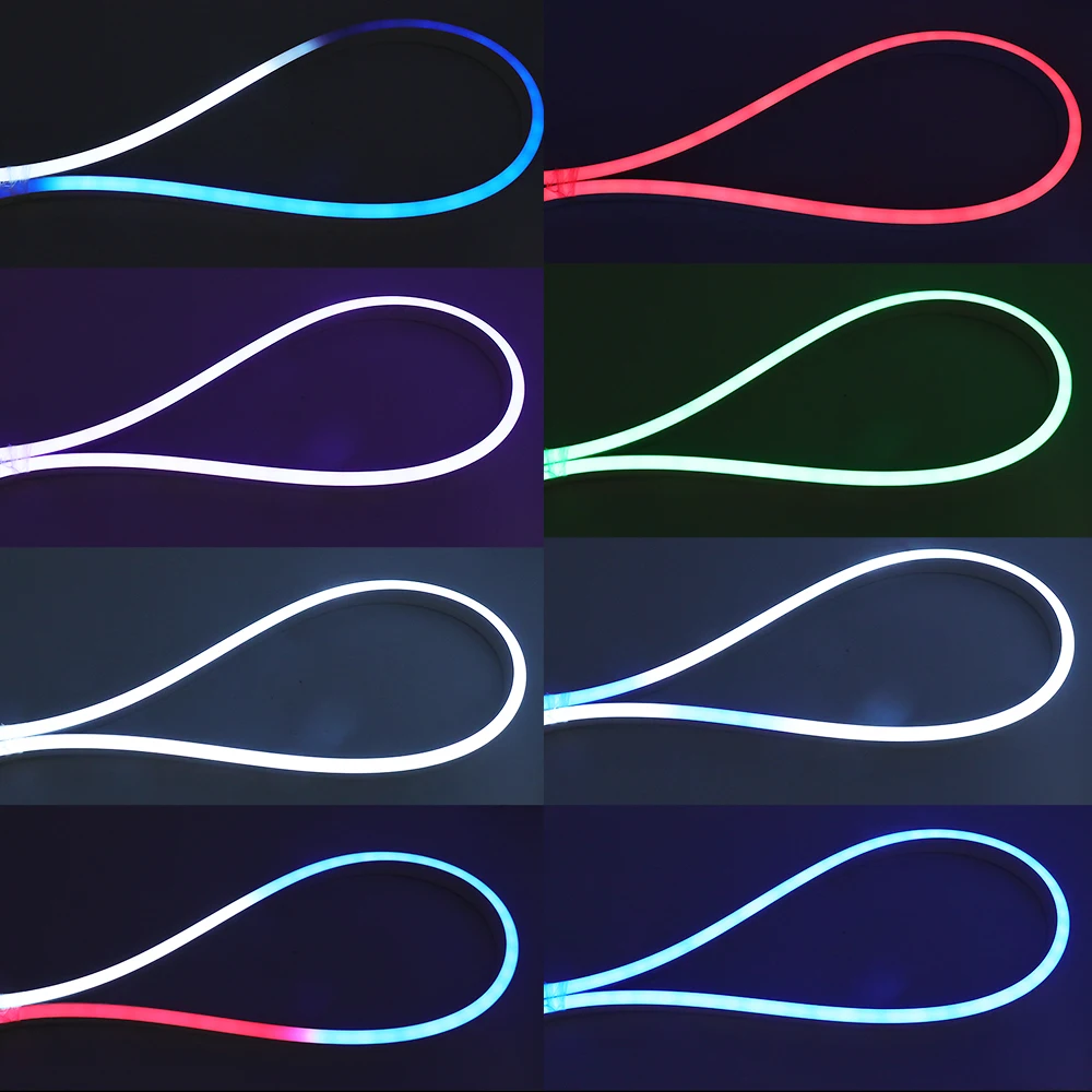 DC12V RGB Neon Sign Light WS2811 5050 Full Color 21key Remote Control LED Strip Waterproof Rope Lights Home Decoration 1M 2M 5M