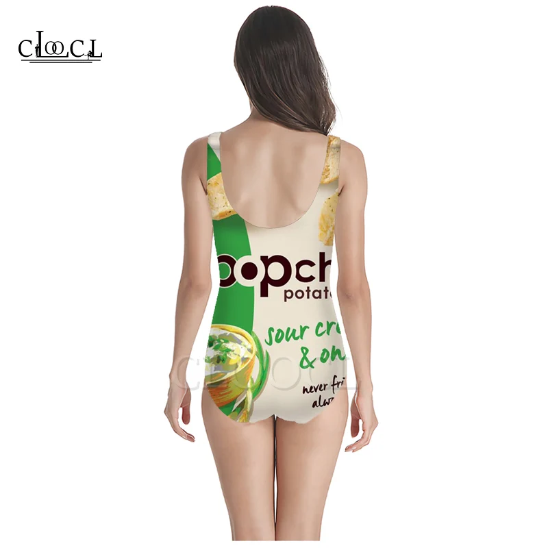 CLOOCL Newest Delicious Potato Chips 3D Print One-piece Swimwear Women Swimming Bathing Suit Sleeveless Sexy Beach Swimsuit