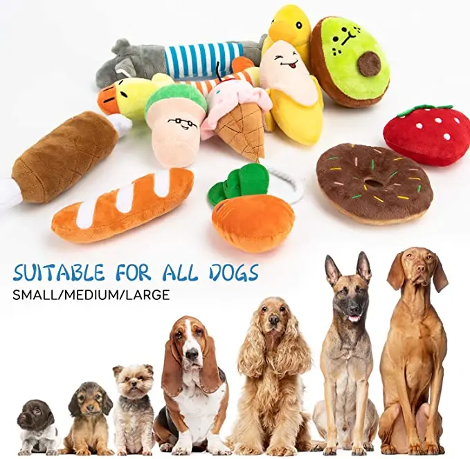 Puppy Squeaky Cute Plush Toys for Playtime and Teeth Cleaning Non-Toxic and Safe Stuffed Chew Toys for Puppy Small Medium Dogs