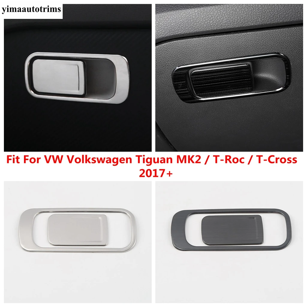 Storage Glove Box Switch Button Cover Trim For VW Volkswagen Tiguan MK2 / T-Roc / T-Cross 2017- 2023 Stainless Steel Accessories