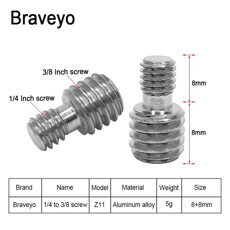 8PCS 1/4 to 3/8 Inch Conversion Screw Nut Suit Photography Accessories Mount  Adapter Screw Quick Release Screw for Dslr Camera