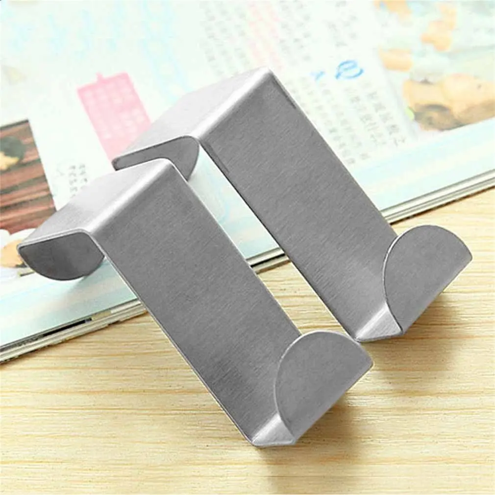 2 pezzi ganci per porte in acciaio inossidabile appesi armadio da cucina appendiabiti sulla porta tipo posteriore forti accessori per la casa pratici