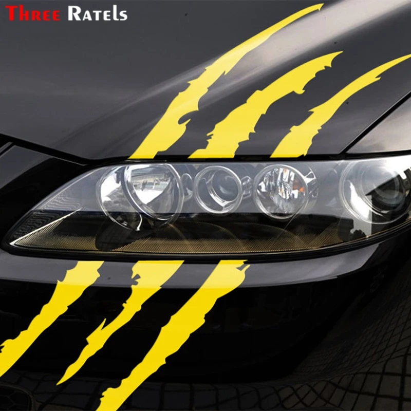 Three Ratels FTZ-1224#Funny Car Sticker Reflective Monster Scratch Stripe Claw Marks Car Auto Headlight Decoration Vinyl Decal