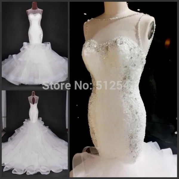 

Sheer-illusion robe de mariee Sweetheart Trumpet Mermaid 2018 Wedding Dresses Applique Beads Ruffle Sweep Train Bridal Gown