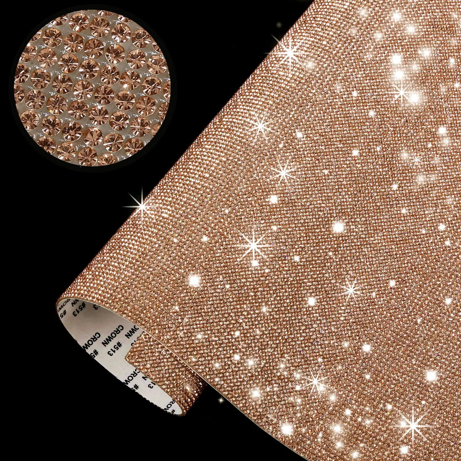 Self-Adhesive Rhinestone Sticker Sheet Glitter Trim Applique Crystal DIY Home Decor Bling Paster Gifts Auto Decor 12*20cm