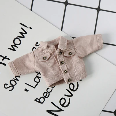 OB11 doll dress size fashion denim button-up jacket versatile jacket top shirt yellow blue pink men and women