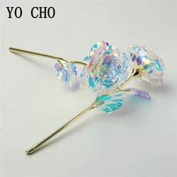 YO CHO Artificial Flower 24K Foil Rose Plated Gold Rose Flower Birthday Valentines Creative Gift Rose Festival Home Party Decor