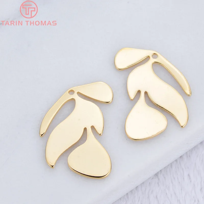 (692)12PCS 21x17MM 24K Gold Color Brass Leaf Leaves Pendants Charms High Quality Diy Jewelry Findings Accessories