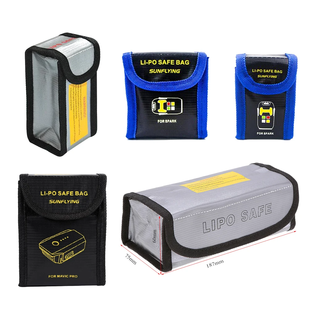 Sac de sécurité pour batterie LiPo, étanche et ignifuge, sac de rangement antidéflagrant pour batterie RC Drone camion jouets