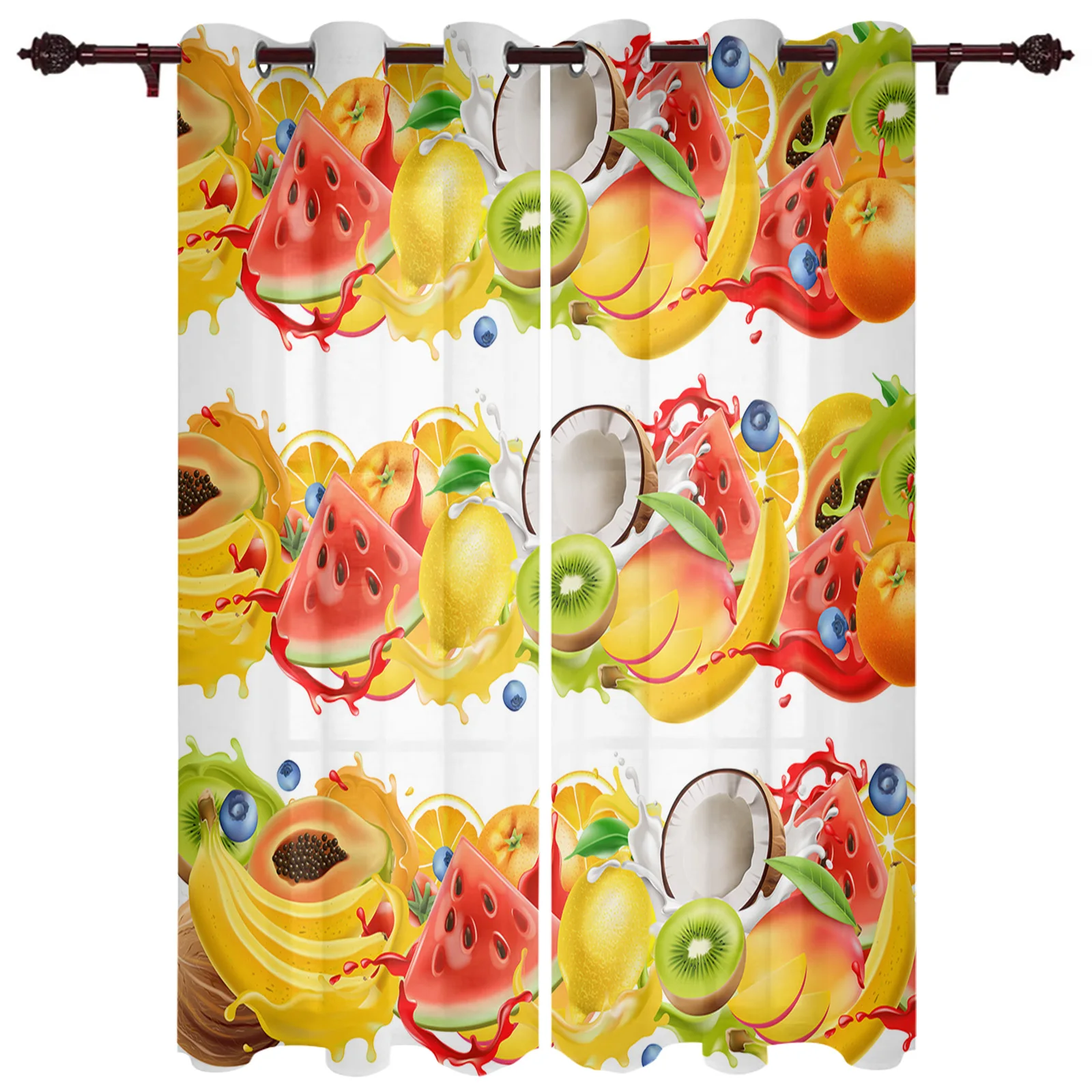 Summer Tropical Fruit Color Large Curtains For Living Room Window Curtain Bedroom Kitchen Balcony Gazebo Curtain Room Divider