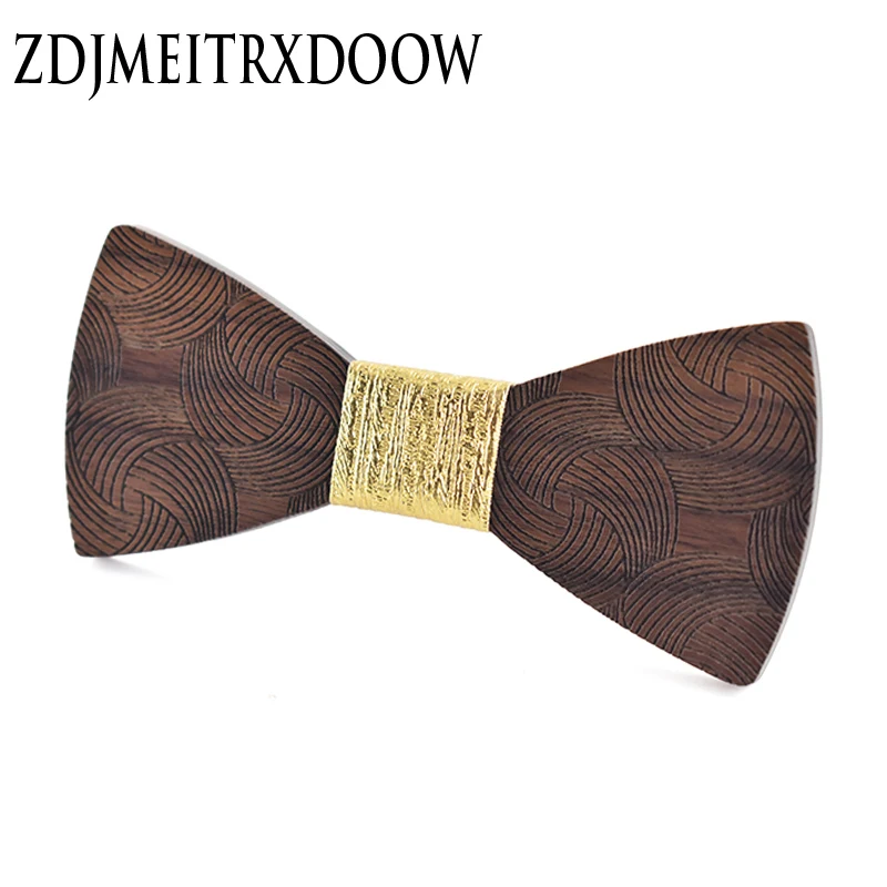 Men's Bow Tie Gold Paisley Wooden Bowtie Business Wedding Bowknot Dot Bow Ties For Groom Party Accessories Corbatas Para Hombre