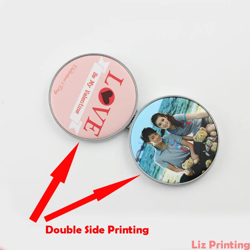 100pcs 75mm Advertising Folding Double side Printing mirror Button badges round mirror tin button badge blanks Material