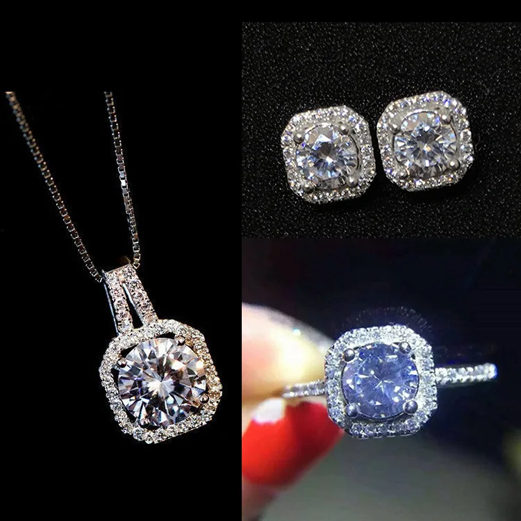 New Zircon Crystal Fine Necklace Female Short Clavicle Fashion Classic Pendant Party Gift Jewelry