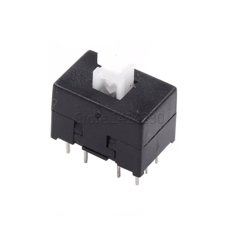 10Pcs DC30V/0.1A Multifunctional Mini Switch Double Row 12 pins self-locking 8.5x8.5x13mm Square Head Black Dual Control Button