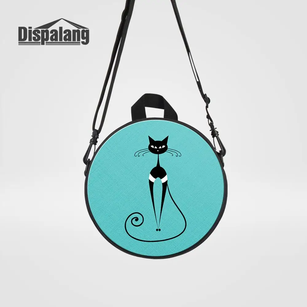 

Dispalang Art Cat Animal Mini Round Bagpack Kid Dual-use Messenger Bag Women Casual Shoulder Bag For Traveling Girl Crossbody Ba