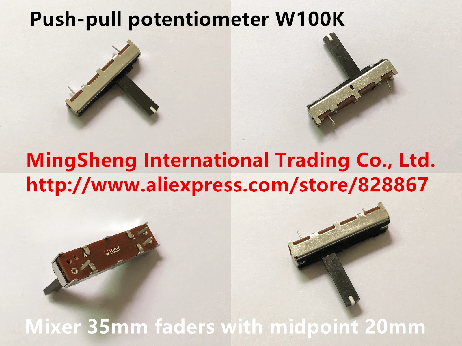 Original new 100% push-pull potentiometer B10K B20K B50K B100K mixer 35mm 3.5cm faders with midpoint 10mm 15mm 20mm (SWITCH)