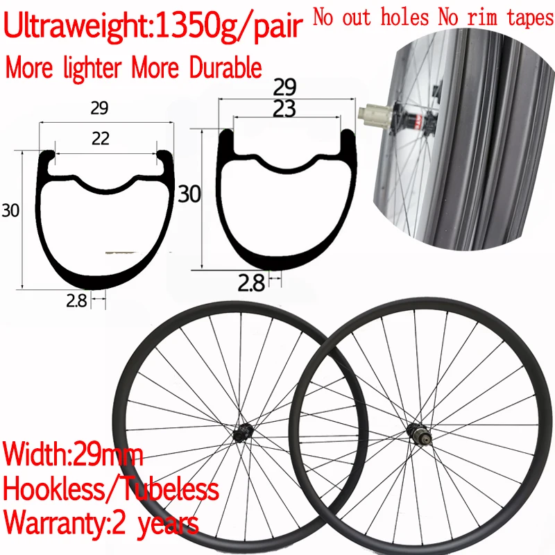 

Superlight 1350g Asymmetrical Width 29mm Carbon Road Bike Disc Wheels 30/45mm Tubeless Gravel Cyclocross Wheelset Pillar 1420