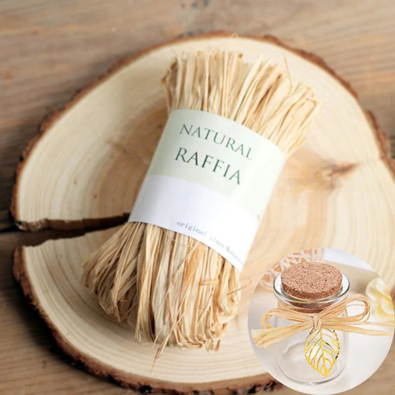 Cuerda de rafia Natural, cuerda de paja para decoración de bodas, regalos de invitación, manualidades artesanales, 10m por bolsa