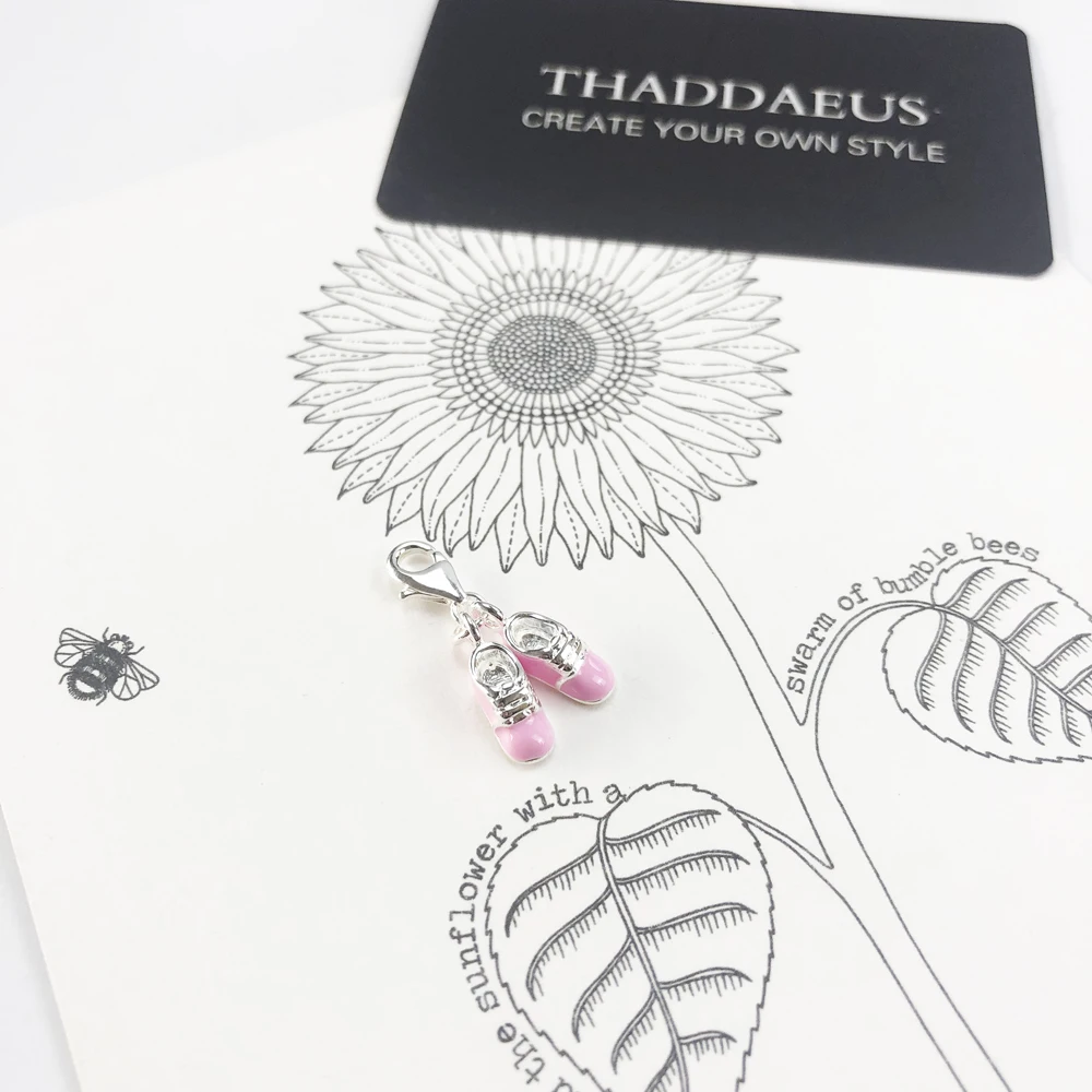 Baby Shoe Dangle 925 Sterling Silver Charm With Pink Color Jewelry For Women