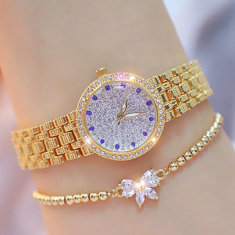 

Bee Sister Diamond Quartz Luxury Hardlex Watch Woman Rose Gold Ladies Stainles Steel Waterproof Wrist watch Crystal Dropship