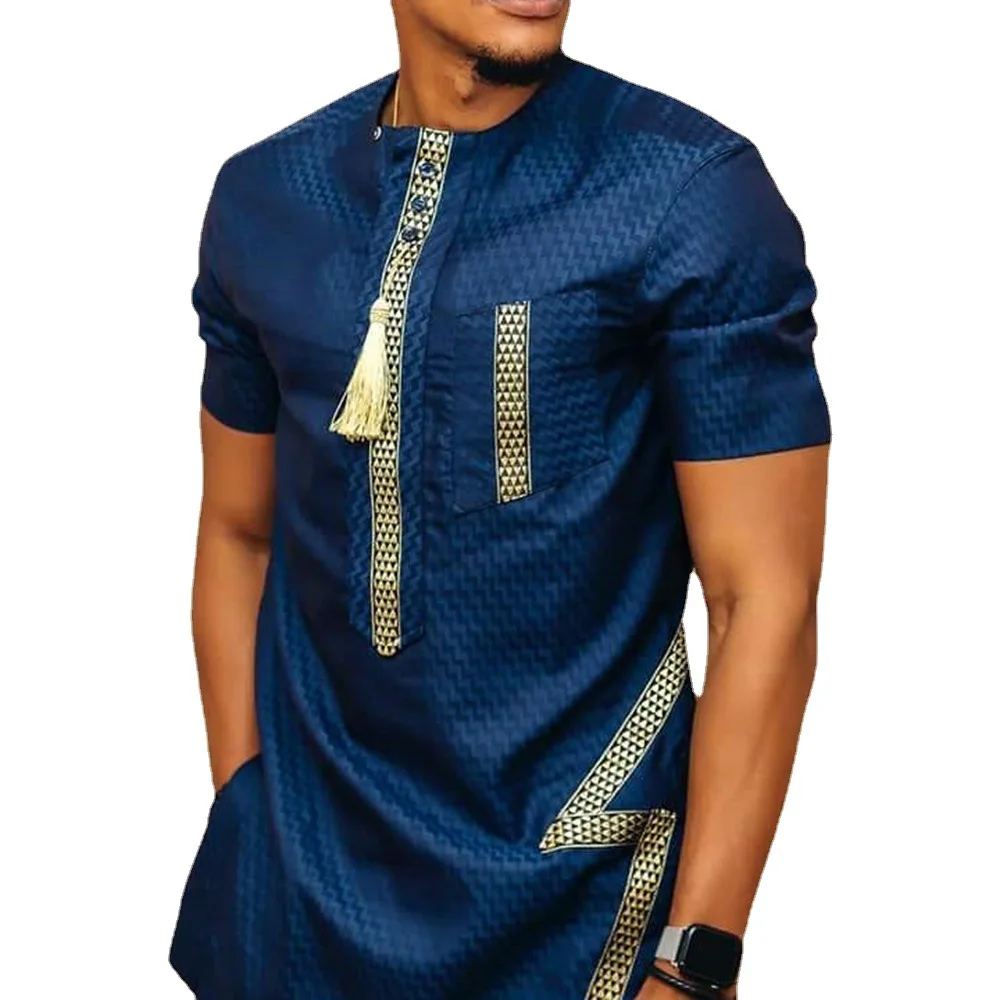 Summer Fashion Style 2021 New African Men Short Sleeve Dashiki T-shirt African Clothes Men