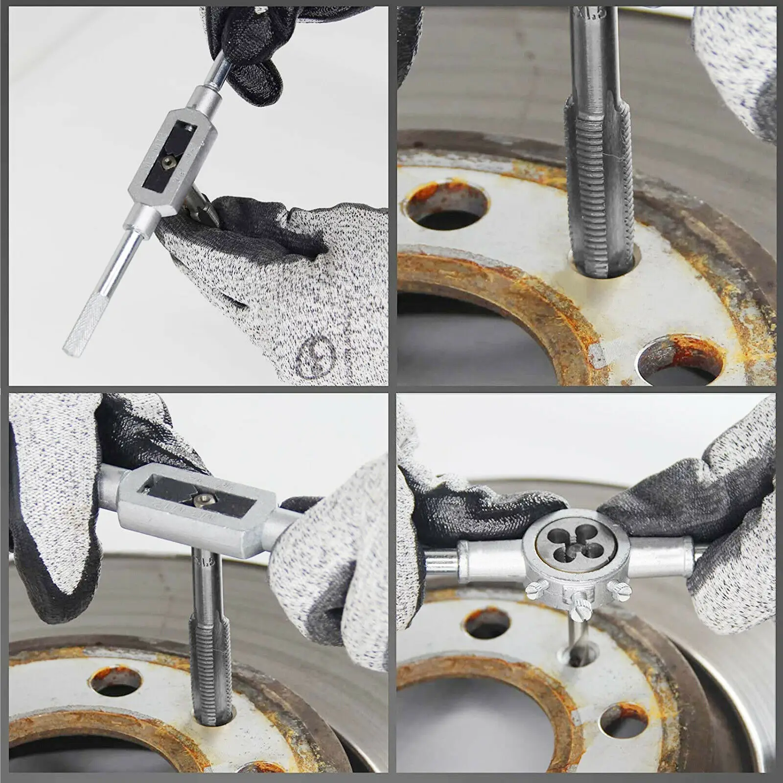 VEVOR 60 PCS Set di maschi e matrici strumento di filettatura manuale in acciaio al carbonio con chiave per cacciavite con calibro a vite per la lavorazione dei metalli del modulo