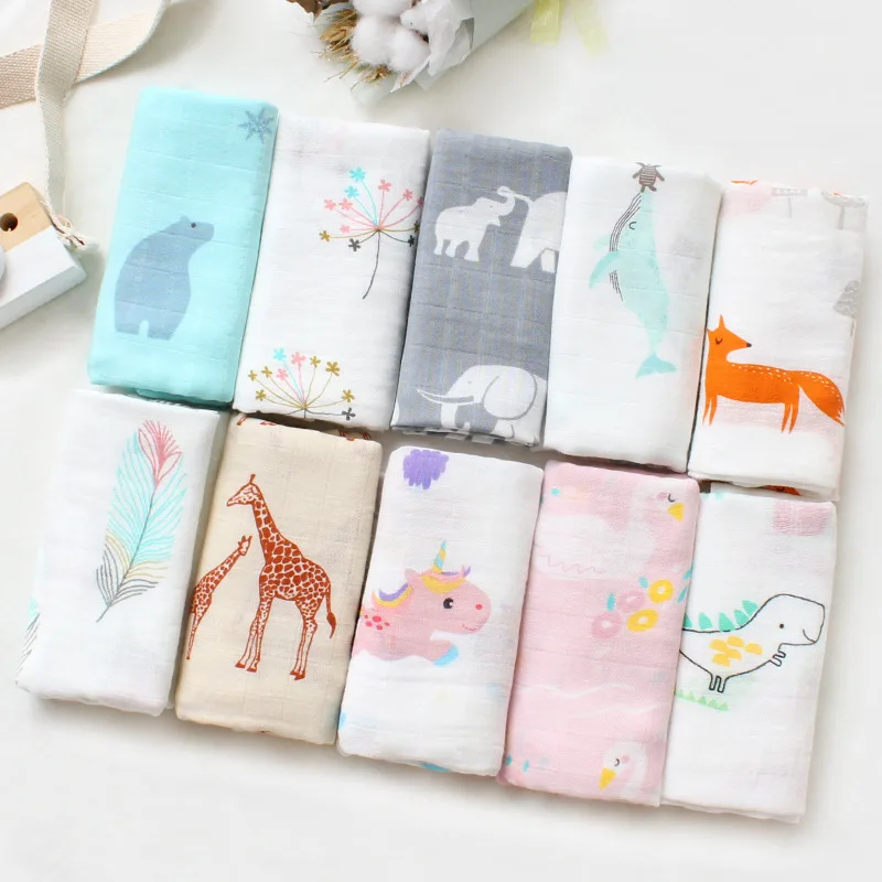 

Baby Blankets Newborn Super Soft Bath Swaddle Kids Muslin Organic Cotton Fabric Stuff Girl Boy Burp Cloth Towel Monthly Wrap